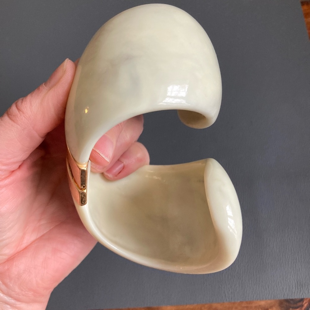 Chunky Cream Resin Dome Cuff Bracelet